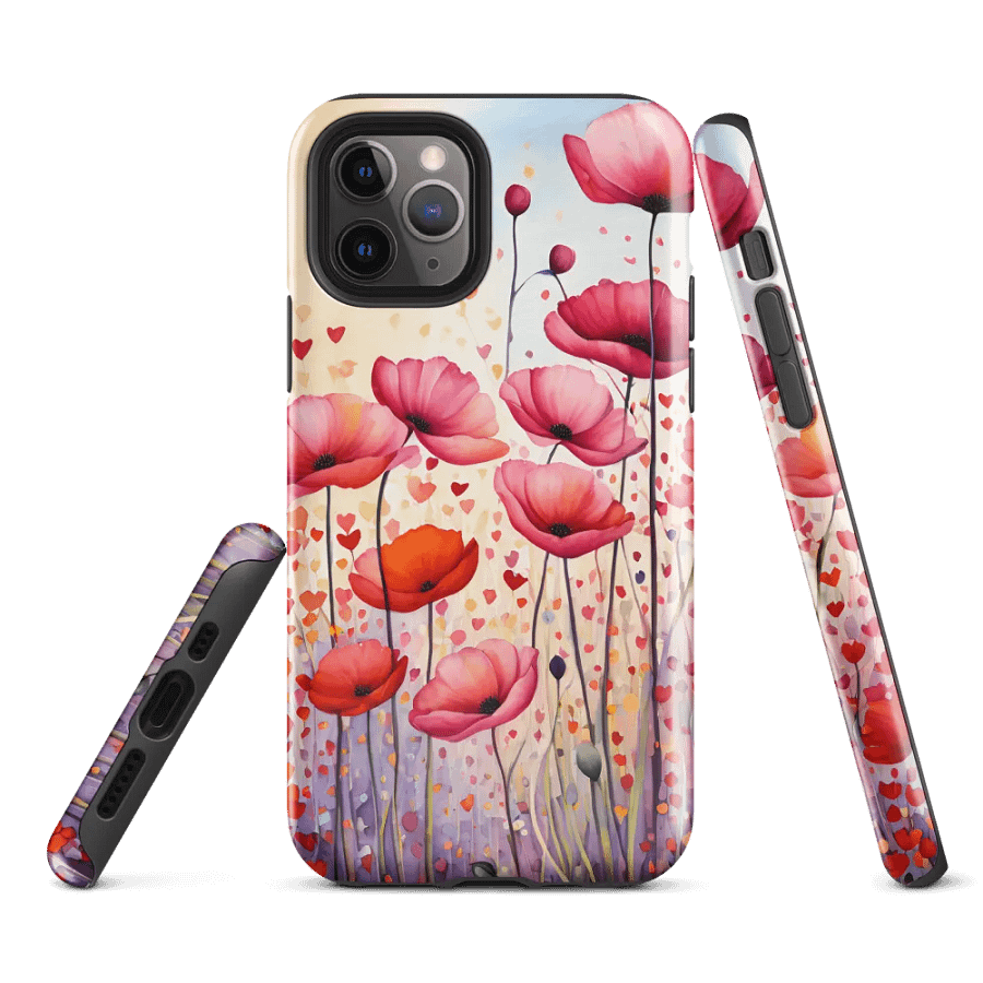 Tough Phone Case for iPhone® - Watercolor Pink Poppies Floral Design product image (1)