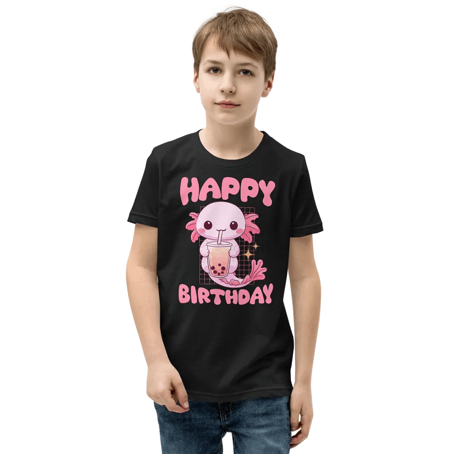 Happy Birthday (Axolotl Drinking Bubble Tea) T-Shirt For Kids product image (5)