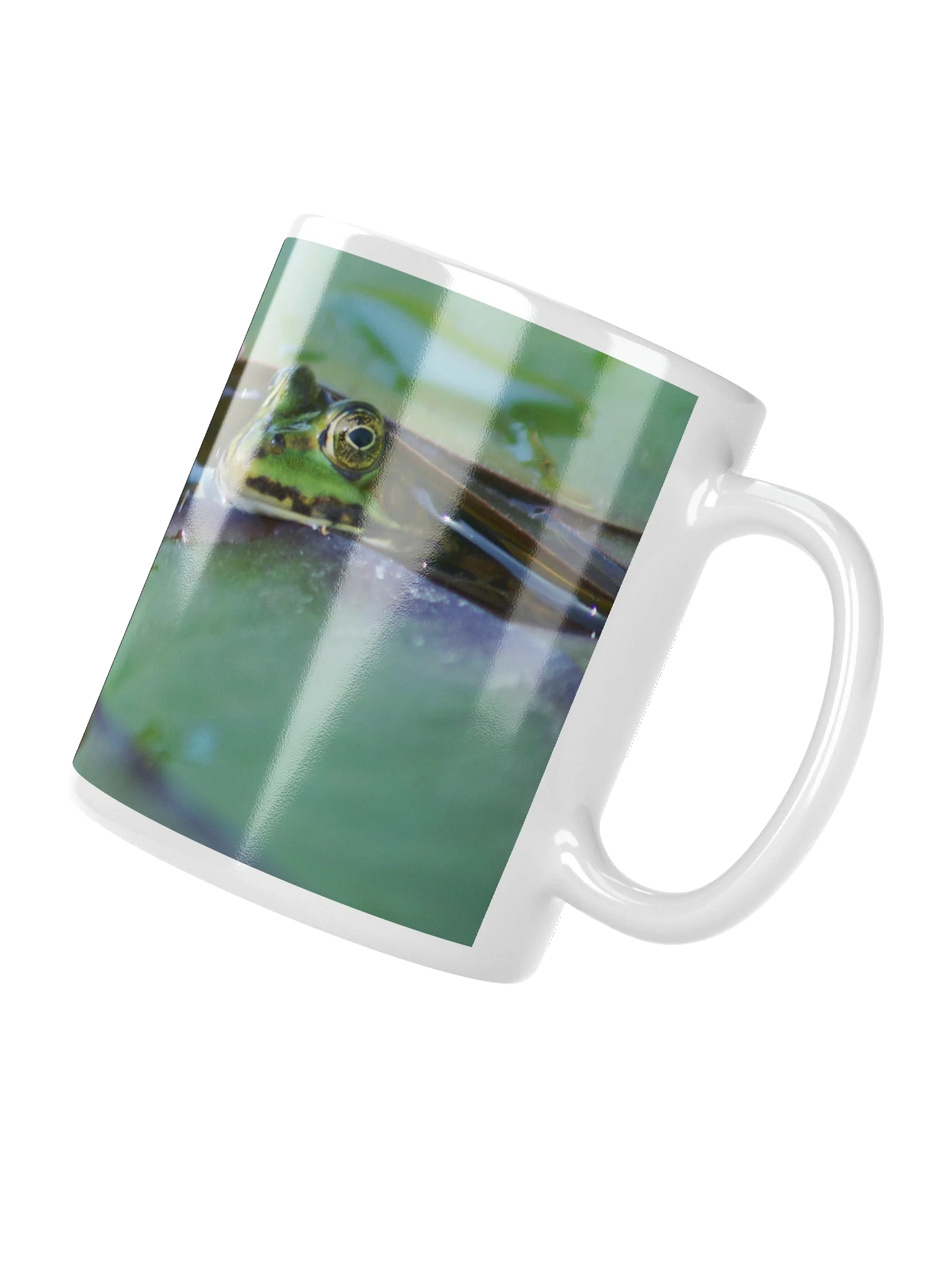 Keramiktasse weiß - Frosch unter Seerosenblatt product image (3)