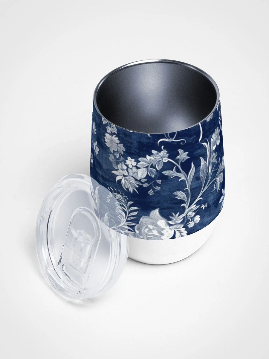 Blue Floral Festive Holiday Wine Tumbler product image (3)