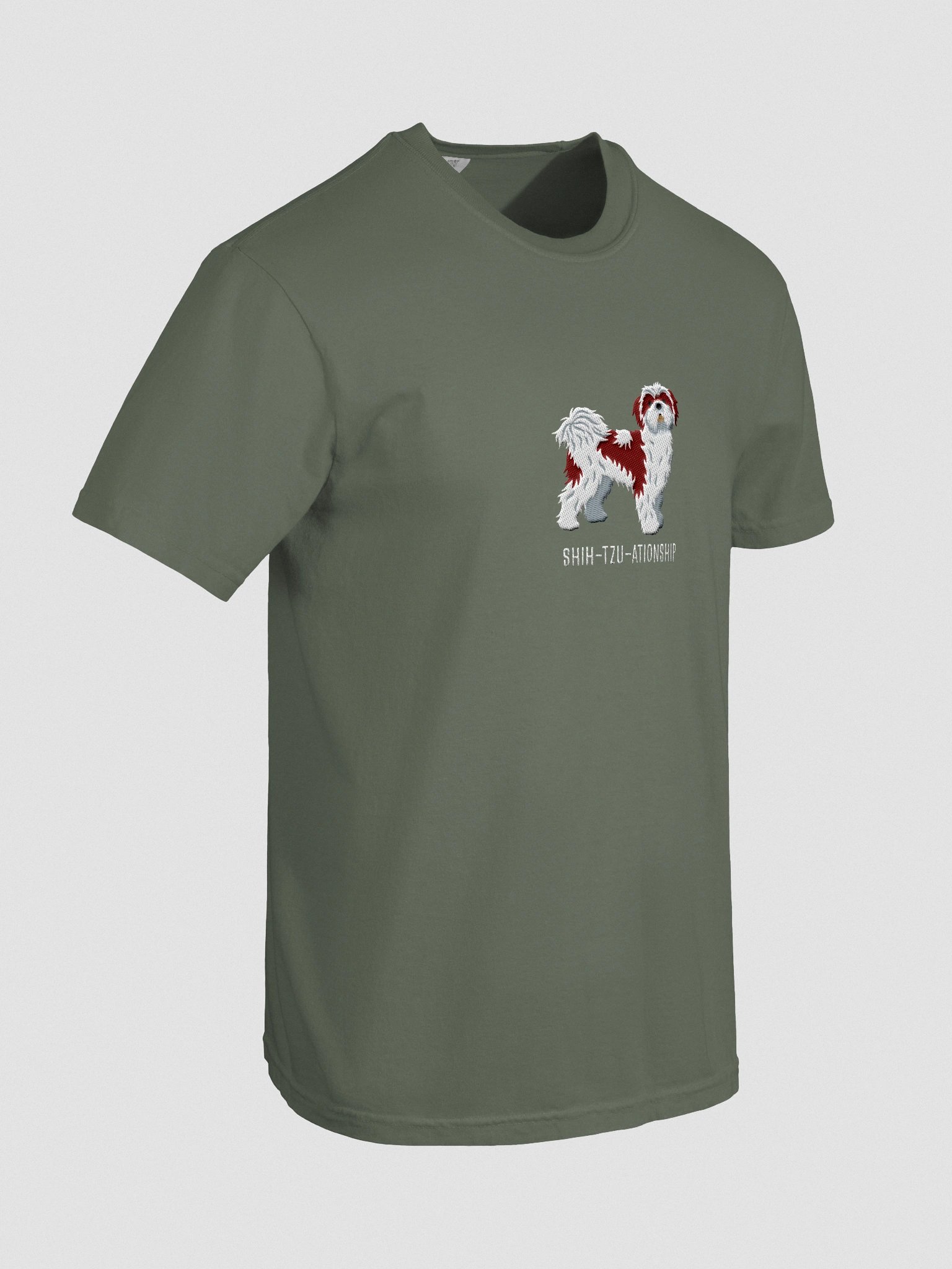 Shih-Tzu-ationship T-Shirt(Embroidered) of a Shih Tzu(Chocolate & White) product image (11)