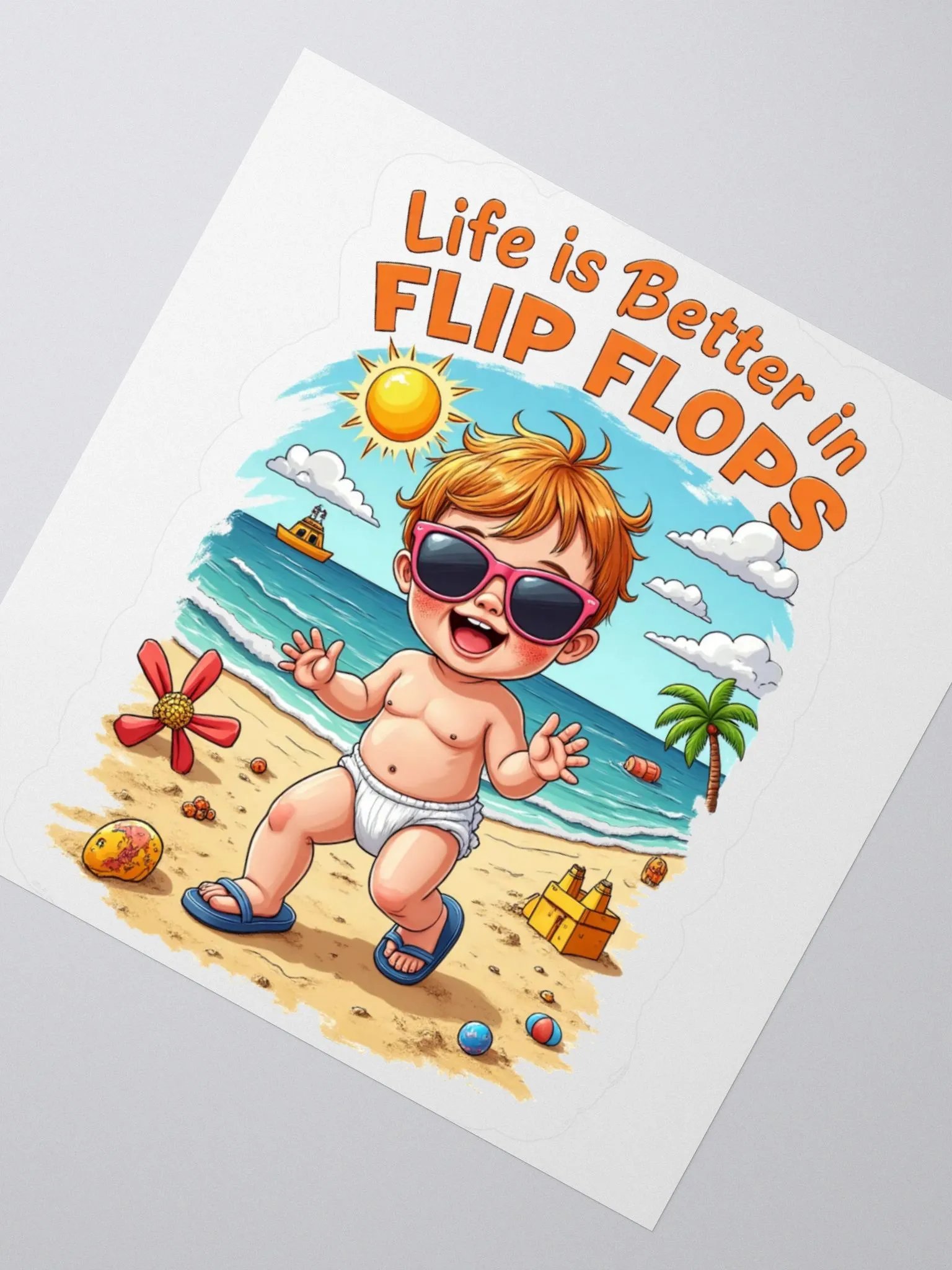 Cheerful Beach Baby Kiss Cut Stickers product image (5)