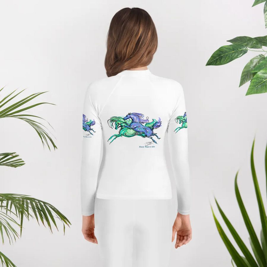 Staceys Galloping Horses Youth Rash Guard product image (12)