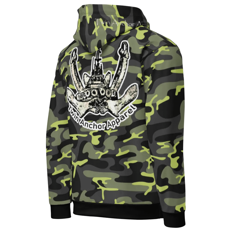 Green Camouflage Twin Anchor Logo Hoodie product image (4)