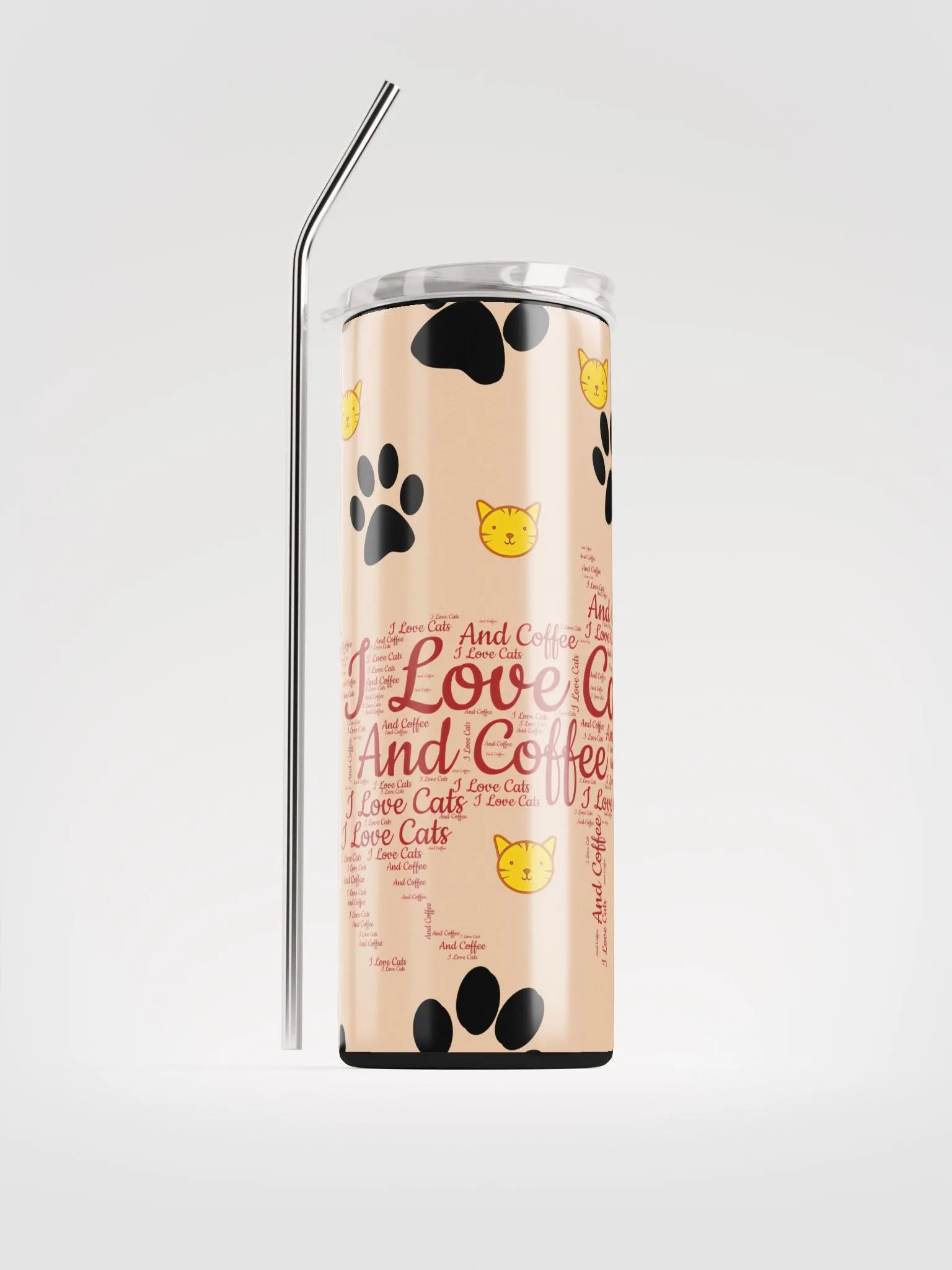 Cats and Coffee, 20 oz. Skinny Tumbler product image (1)