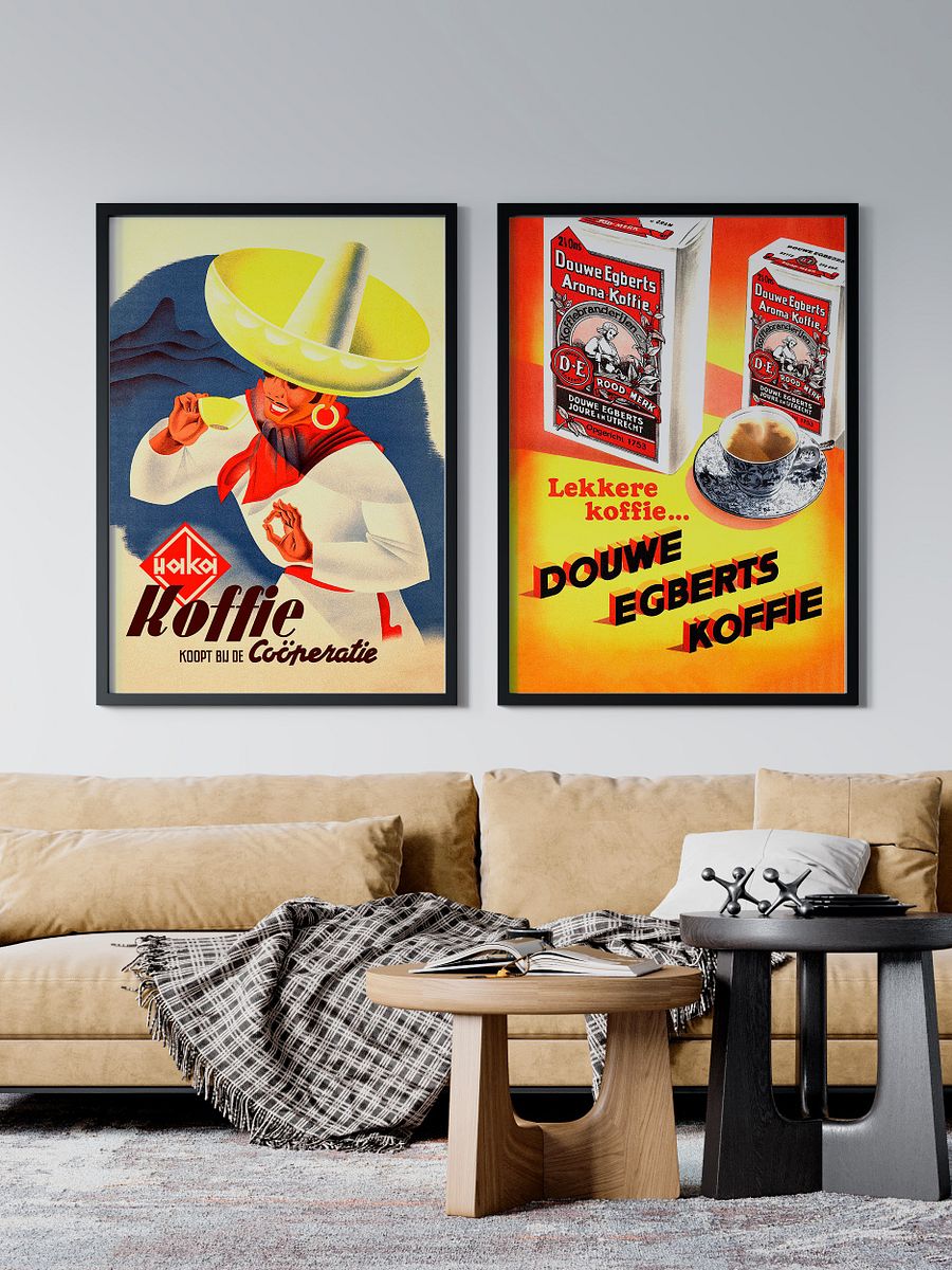 Coffee retro poster (Dutch/Holland), 1950s — coffee vintage poster, coffee print, kitchen art, retro poster, vintage art product image (2)