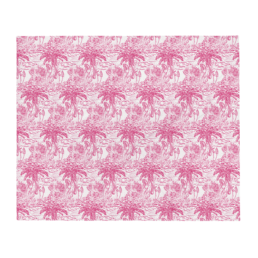 Flamingo Fancy Toile Throw Blanket | Pink on White Tropical Toile with Cheeky Flamingos | by Monique Faella Designs™ product image (10)