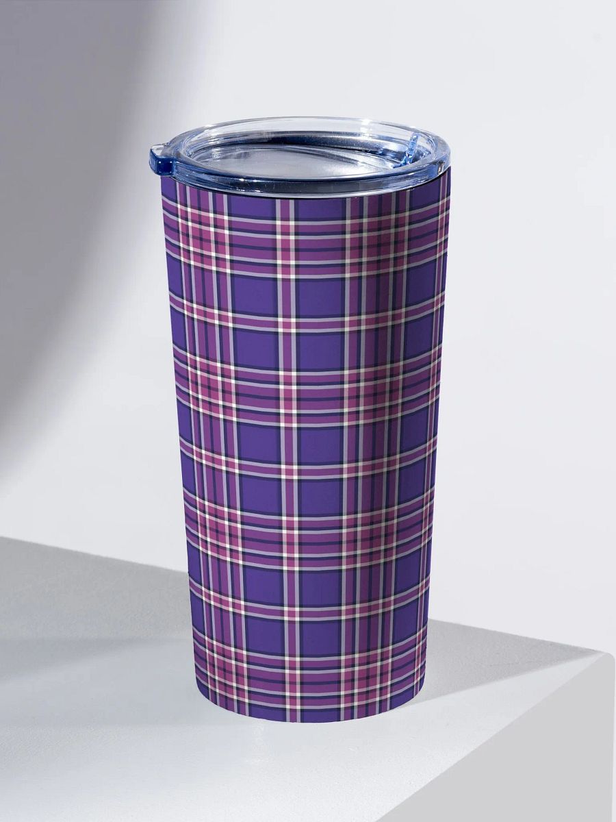 Purple Orchid and Violet Plaid Travel Tumbler product image (1)