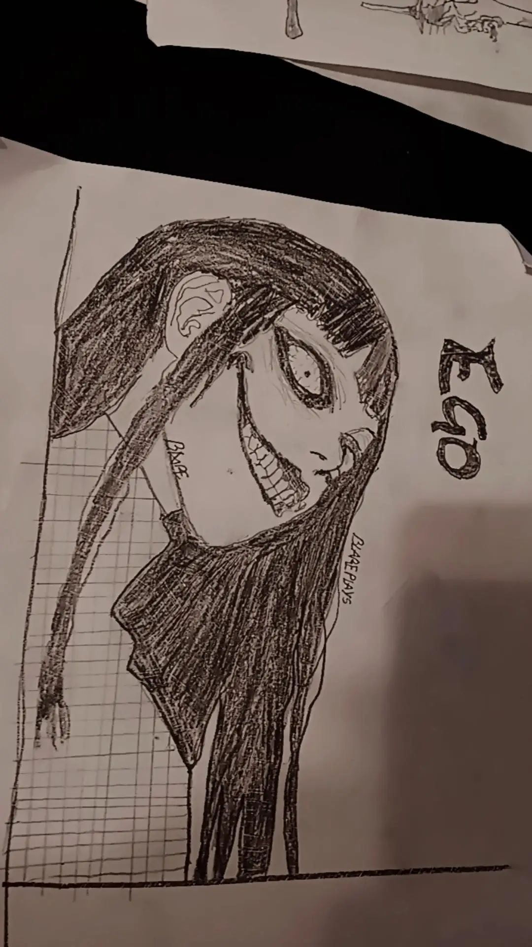 I decided to stick with a horror theme so this is what I drew. #drawing #scary #spooky #pencil #pencildrawing #fun #follow #gaming 