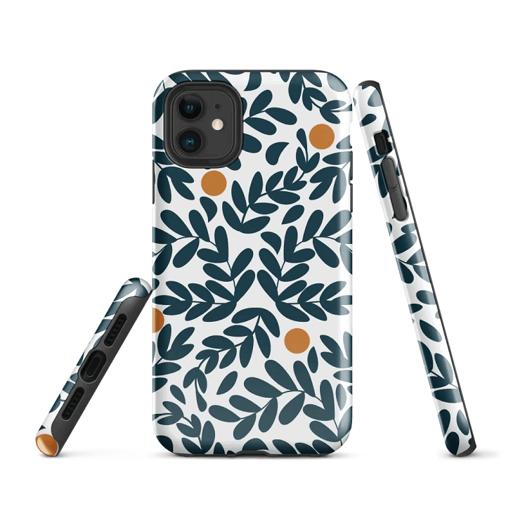 Stylish Blue Leaves iPhone Tough Case product image (1)