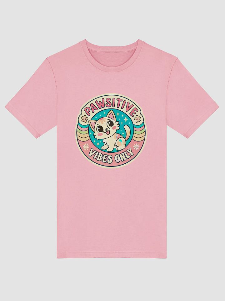 Pawsitive Vibes Cartoon Cat T-Shirt product image (9)