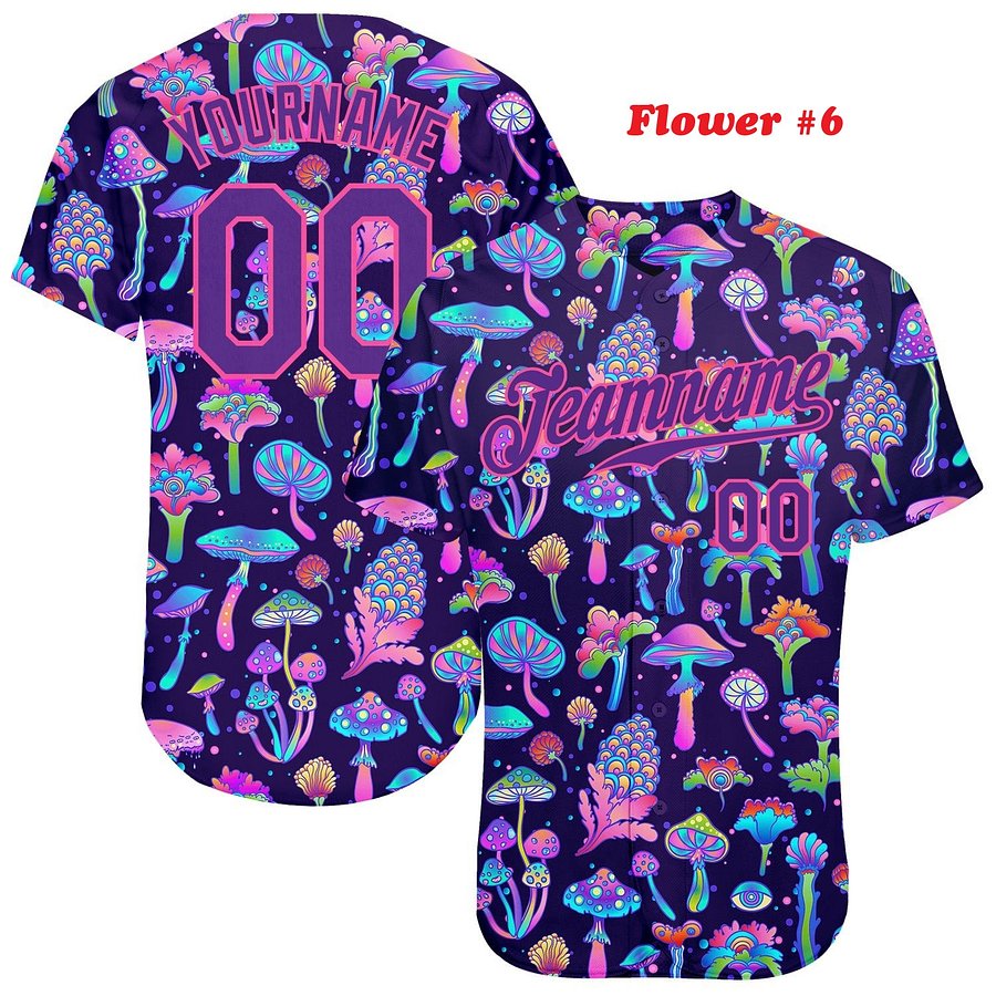 Authentic Baseball Jersey Collection, Personalized Sport Jersey, Hawaiian Multi Colorful, Special Beautiful Flowers, Custom Name and Number product image (137)