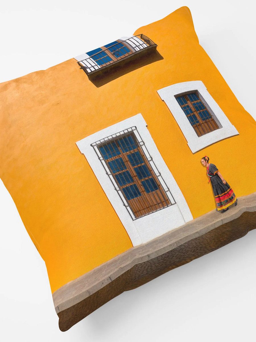 Puebla Mexico Golden Yellow Historic Architecture Throw PIllow product image (5)