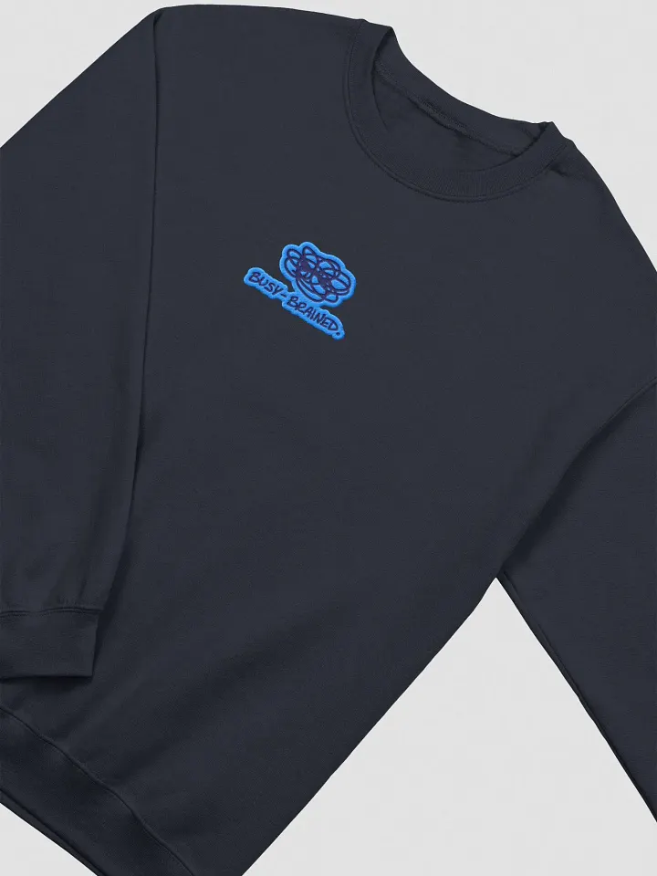 BUSY-BRAINED embroidered crewneck (monochrome navy bubble design) product image (1)