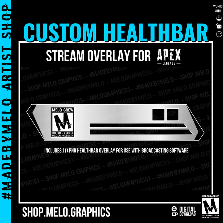 Custom Healthbar Stream Overlay: Fortnite Apex Legends, Warzone | #MadeByMELO product image (2)
