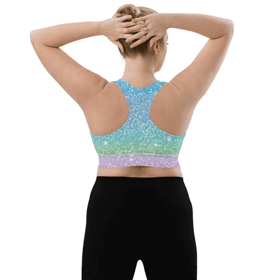 Glitter Unicorn Texture Design Longline Sports Bra - 6 product image (7)