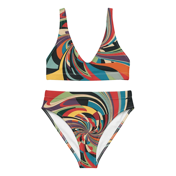 Abstract Lithographic Pattern Design High Waisted Bikini - V12 product image (2)