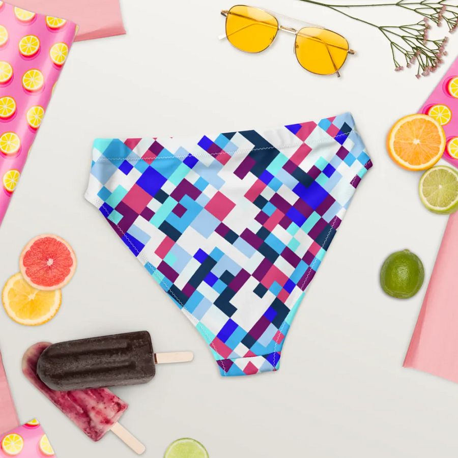 Colorful Mosaic Pattern Design High Waisted Bikini Bottom - v1 product image (4)