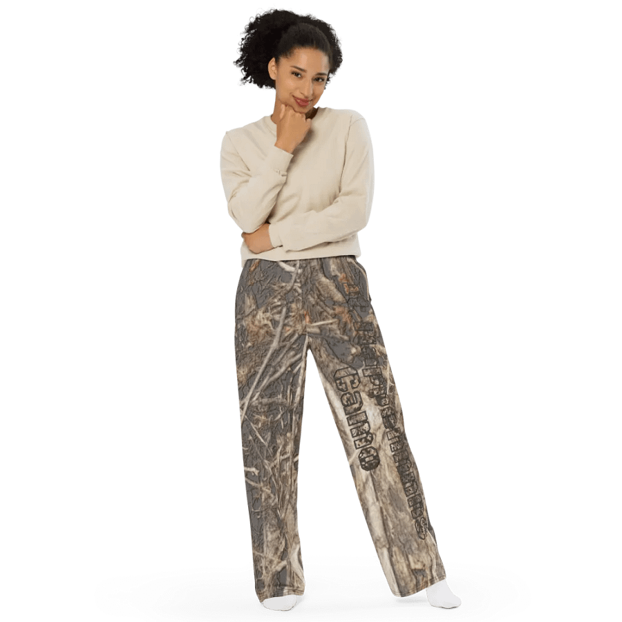 Unisex Wide-Leg Pants - Dead Split - It Happennnns Camo product image (11)