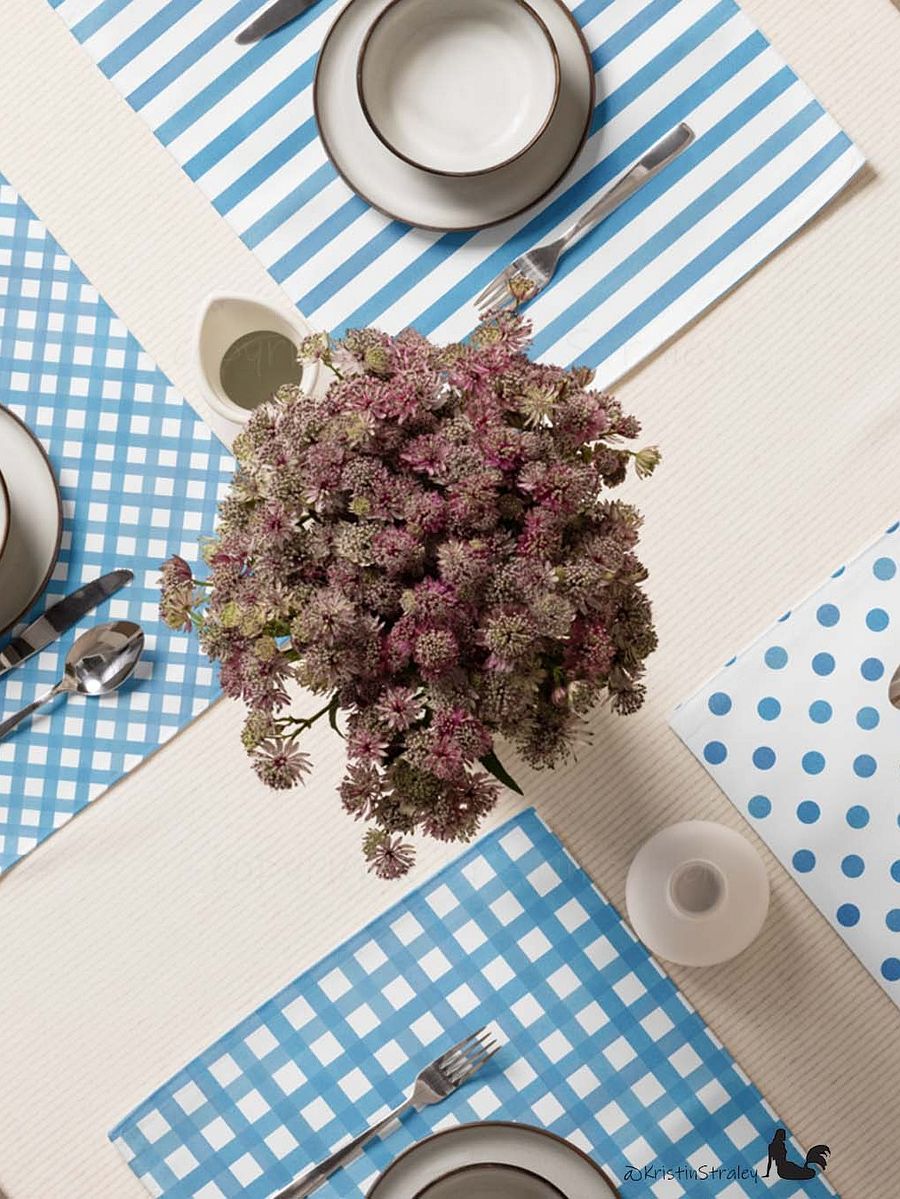 Blue Gingham Collection on White Placemat Set of 4 product image (4)