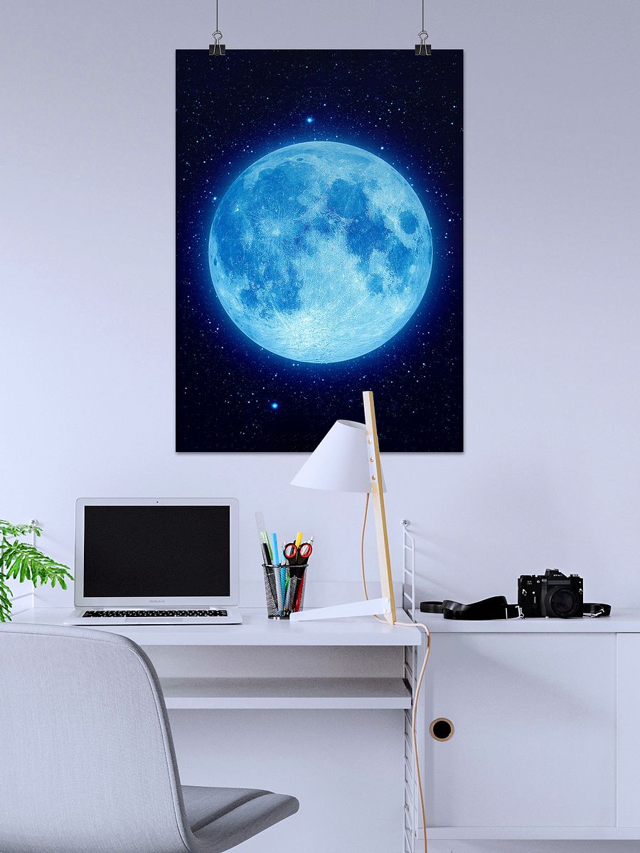 Full Moon, Blue Moon (Hi-Res poster) — space poster, Moon poster, space art, Moon photo product image (2)