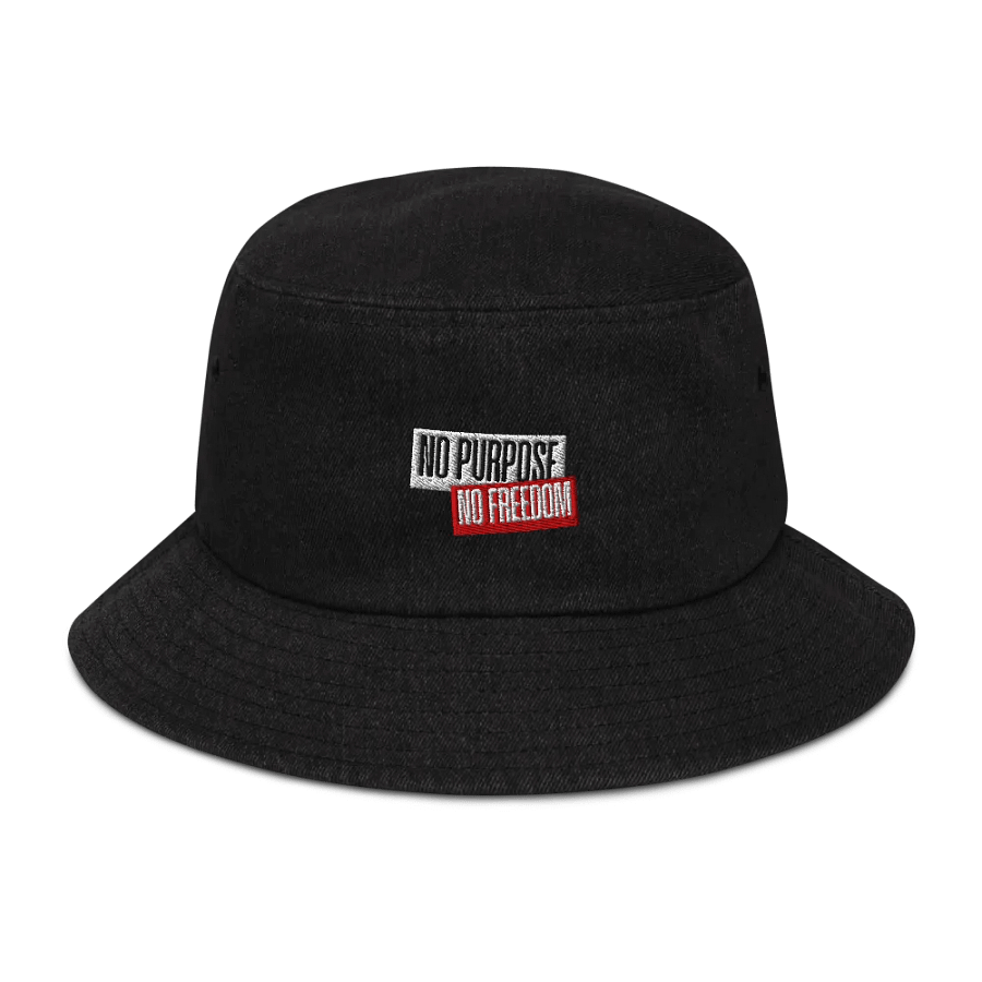 Rebel Statement Denim Bucket Hat | no purpose no freedom product image (2)