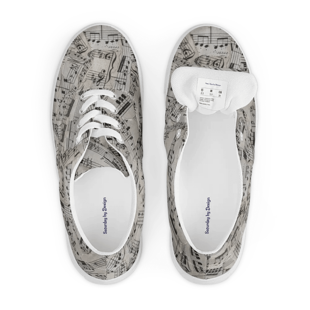 Sheet Music Collage Women's Lace-Up Canvas Shoes product image (6)