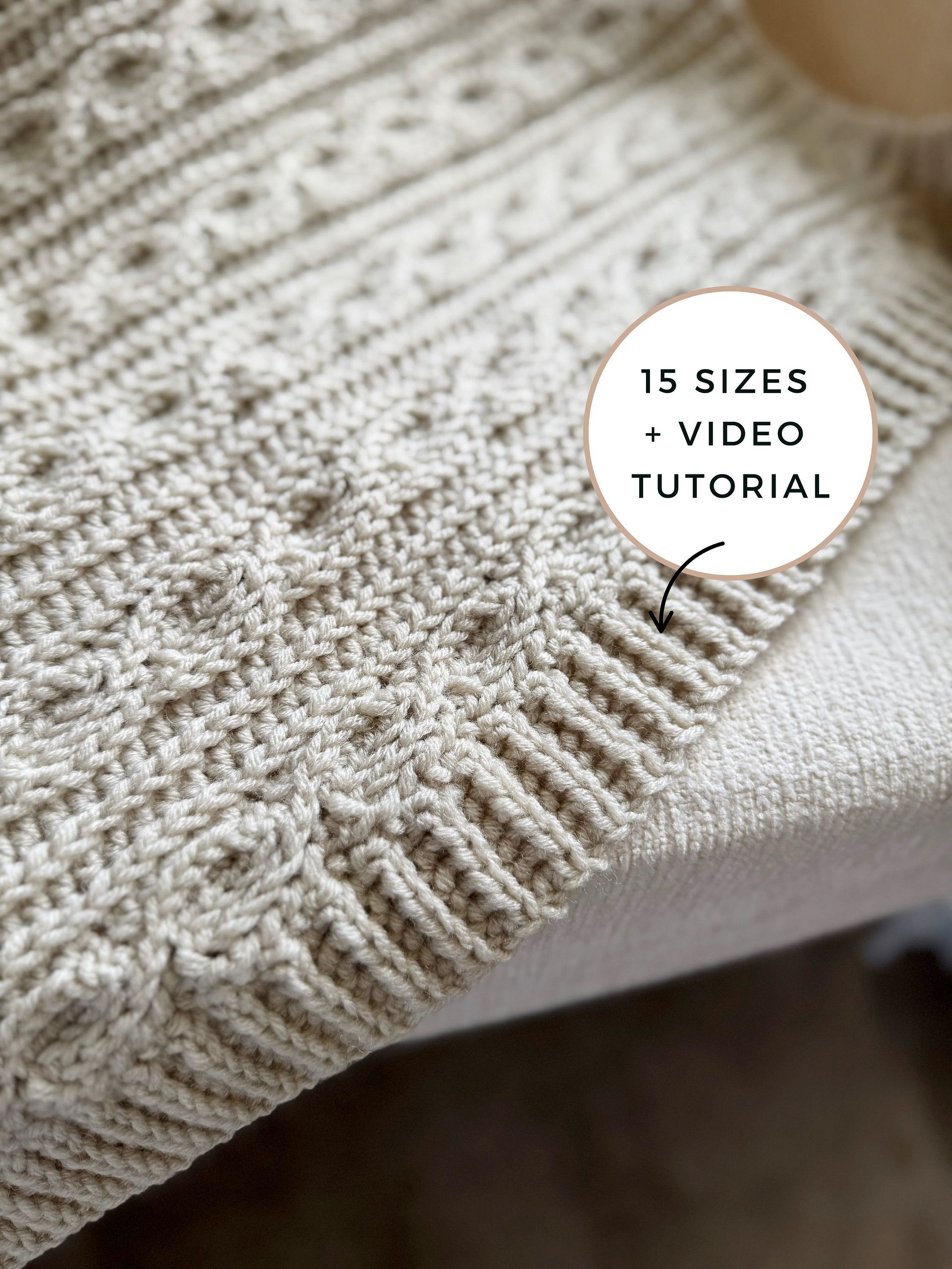 Deidra Crochet Afghan Pattern | Modern Crochet Blanket PDF | Textured with Faux Cable Stitches, 15 Sizes product image (1)