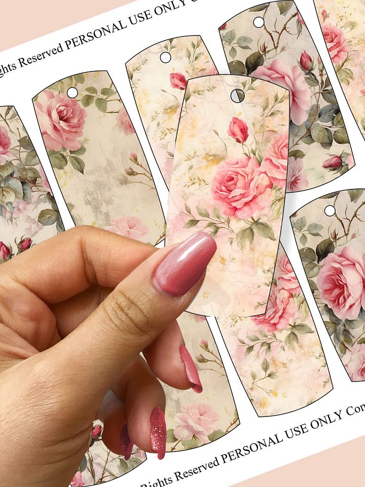 Romantic Roses Printable Gift Tags - Set of 12, Instant Download product image (1)