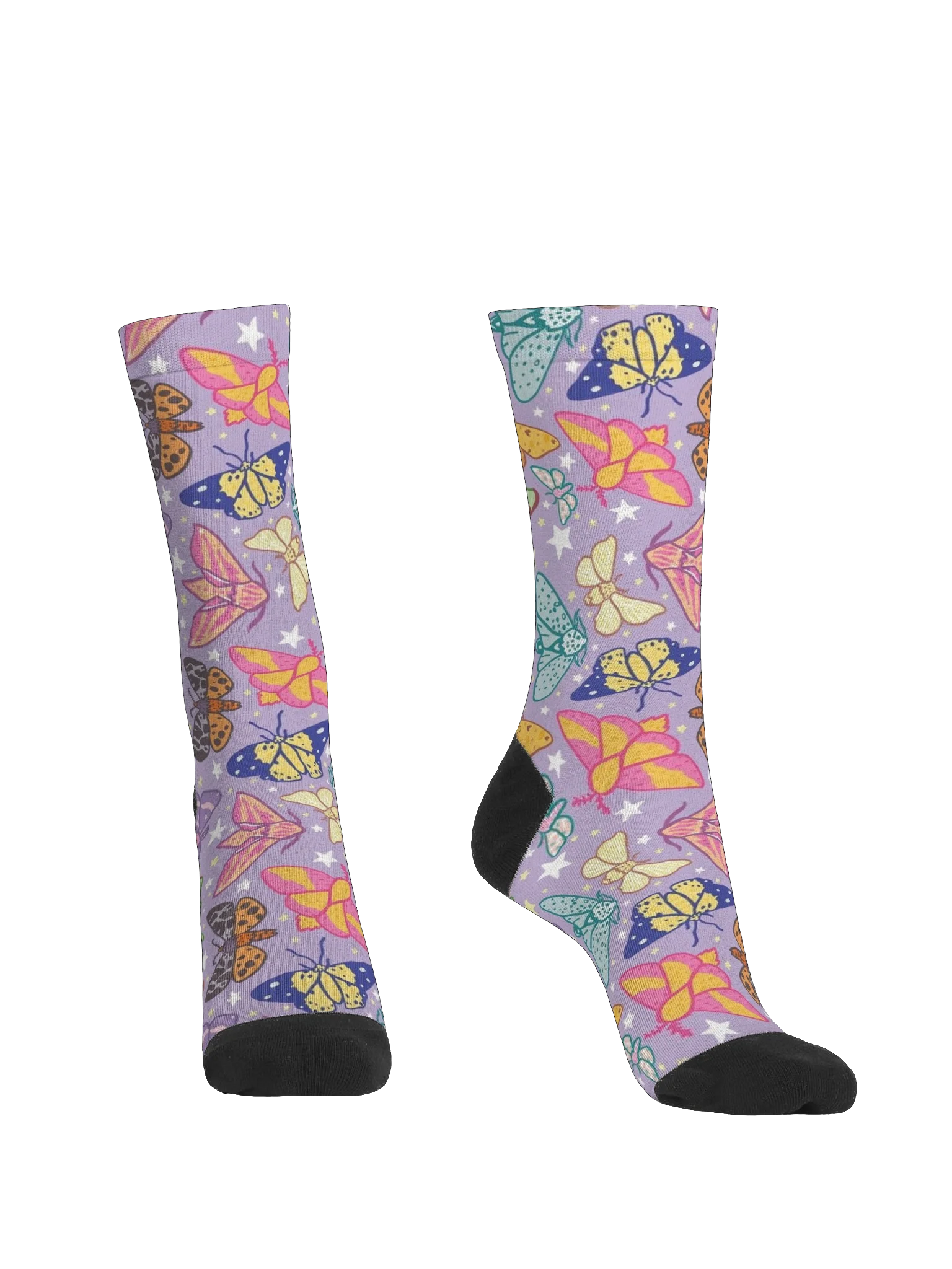 Starry Flutter Crew Socks — Colorful Butterfly Dreams product image (2)
