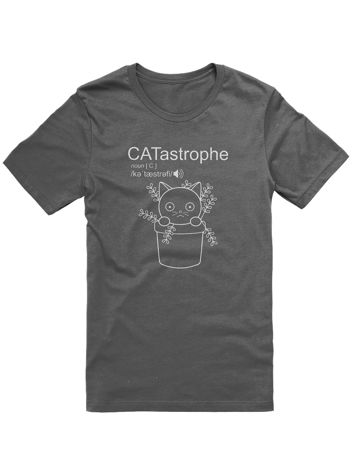CATastrophe Unisex Tee, Cat in Plant Pot, White Print product image (1)