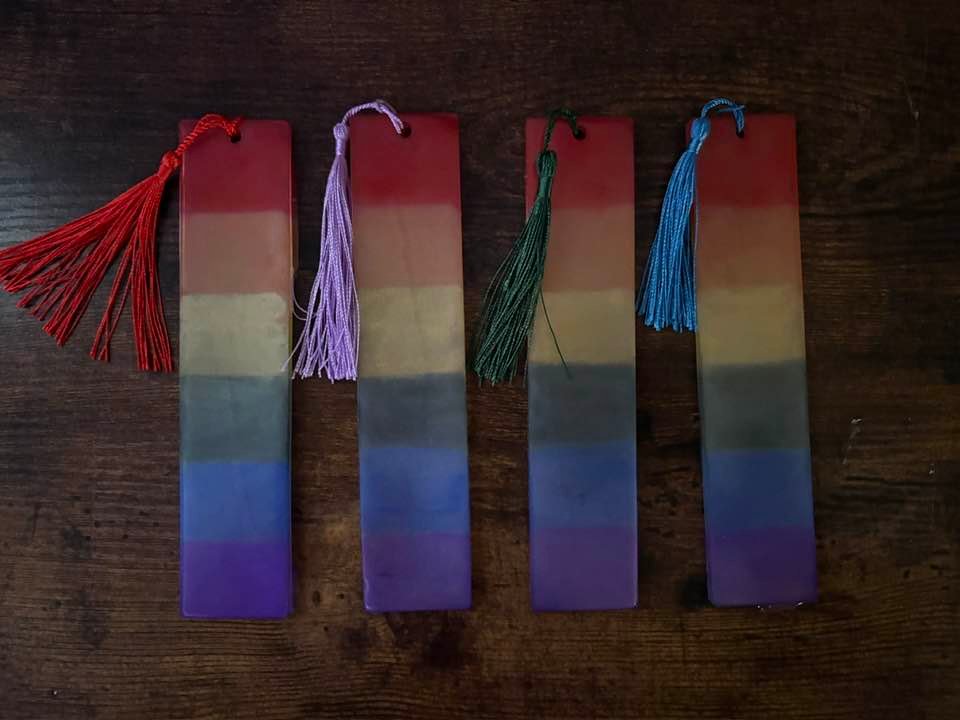 Handmade Pride Resin Bookmarks – LGBTQ+ Rainbow Bookmarks with Tassel (Colors Vary) product image (1)