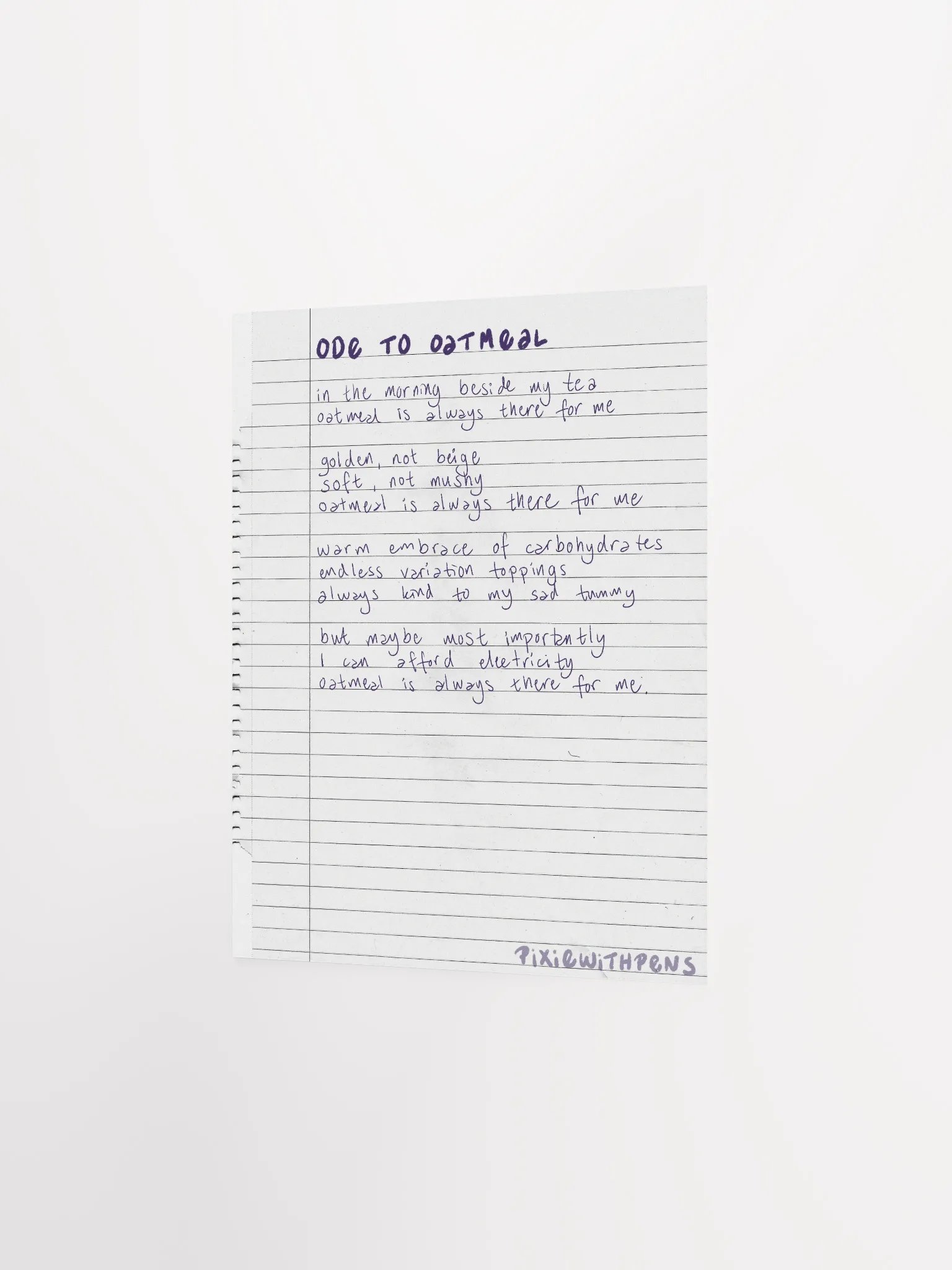 poem poster ODE TO OATMEAL product image (2)