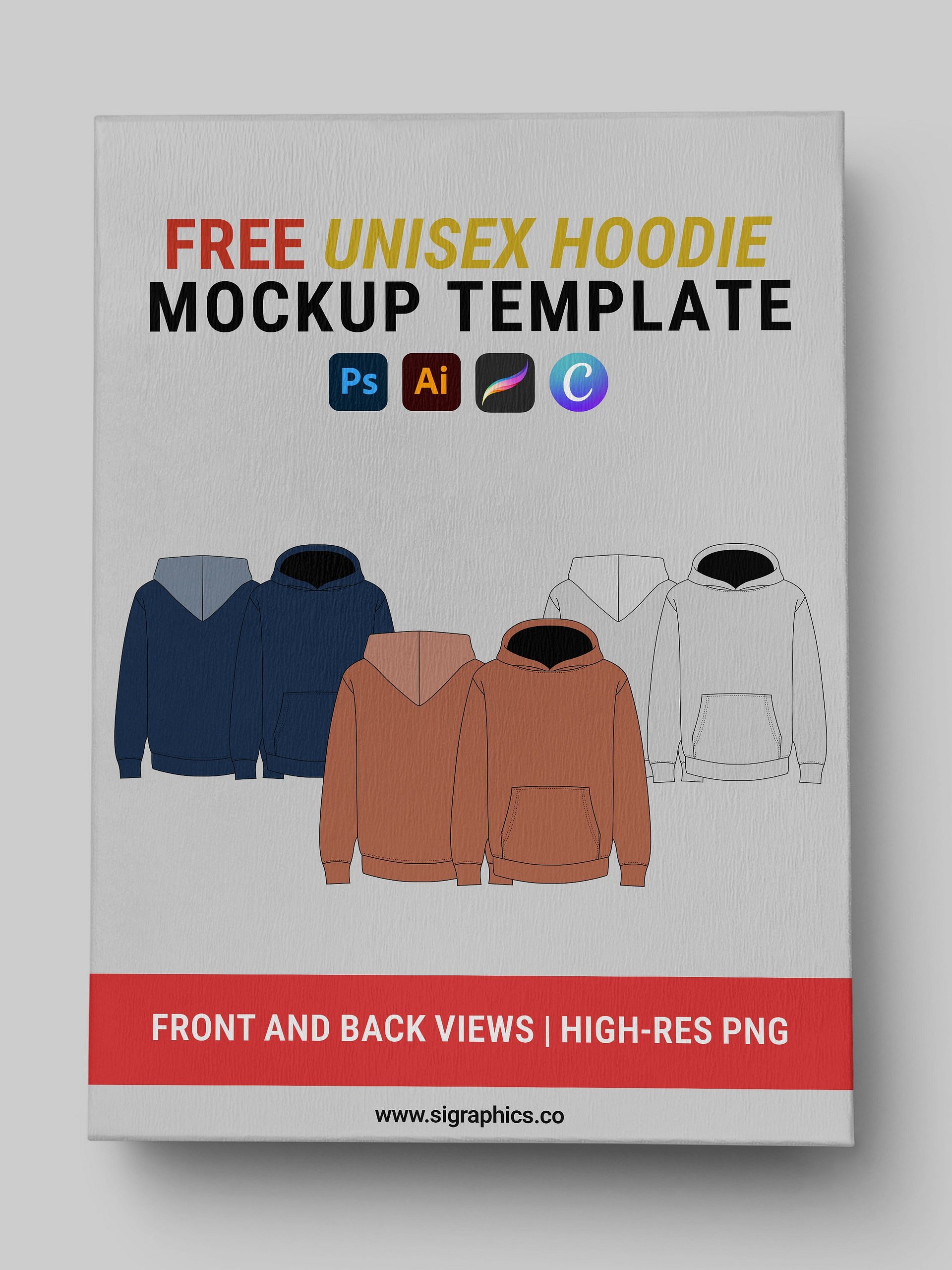FREE Unisex Hoodie Mockup Template product image (1)