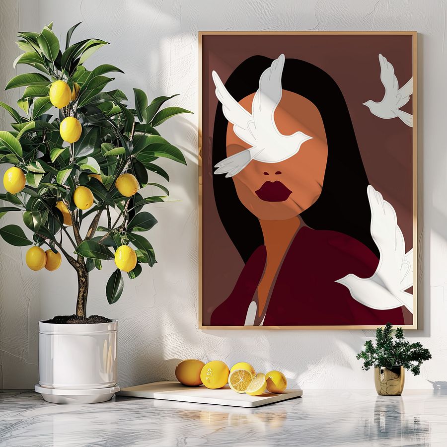Girl with Birds Bohemian Art Print product image (9)
