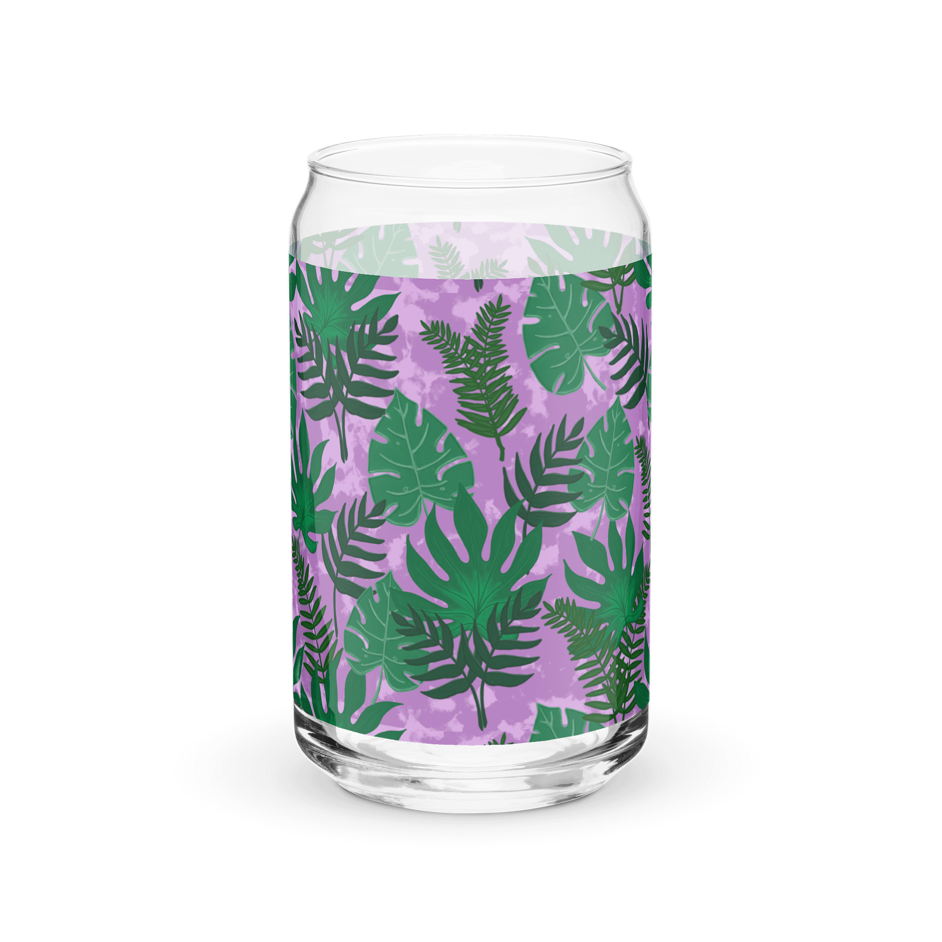 Jungle Leaves- Purple Background Glass Tumbler product image (2)