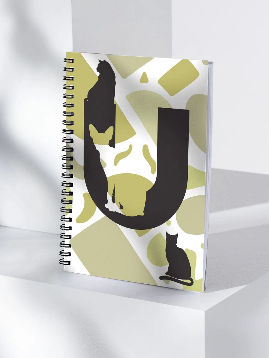 Monogram Letter U Cat Lover Geometric Greens Notebook product image (4)