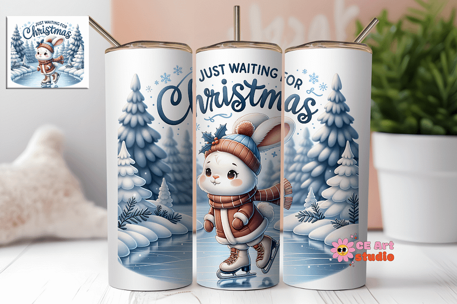 Just Waiting For Christmas Tumbler Wrap PNG product image (1)