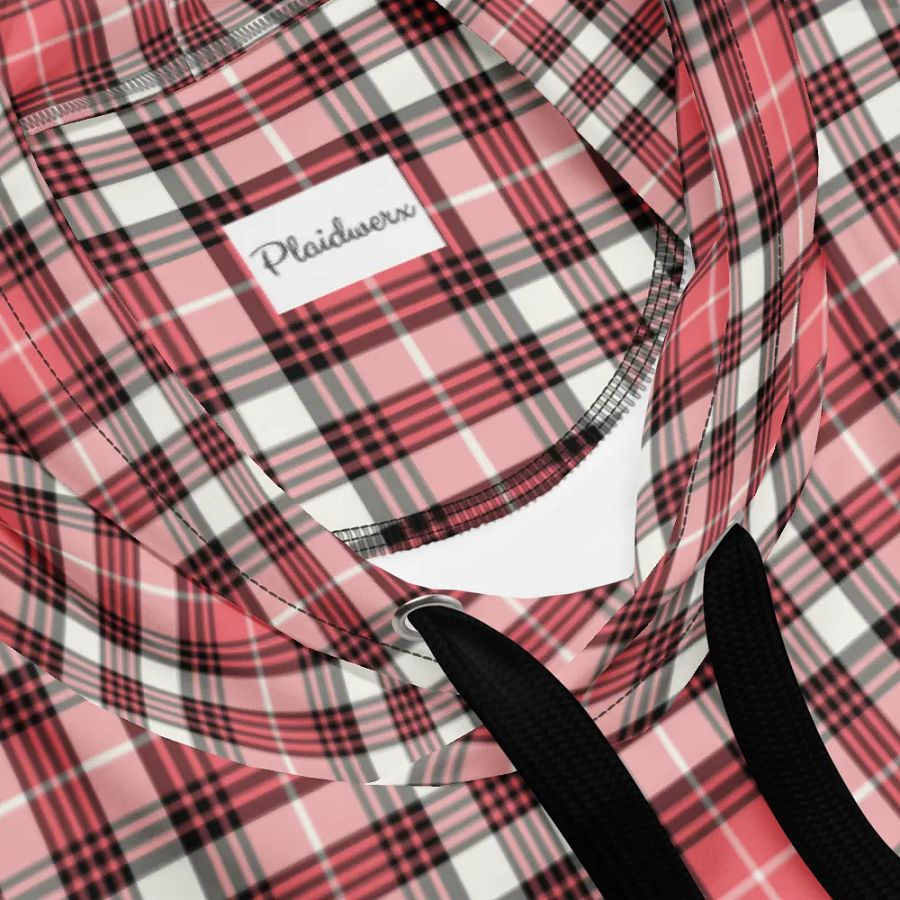 Coral Pink, Black, and White Plaid Hoodie product image (10)