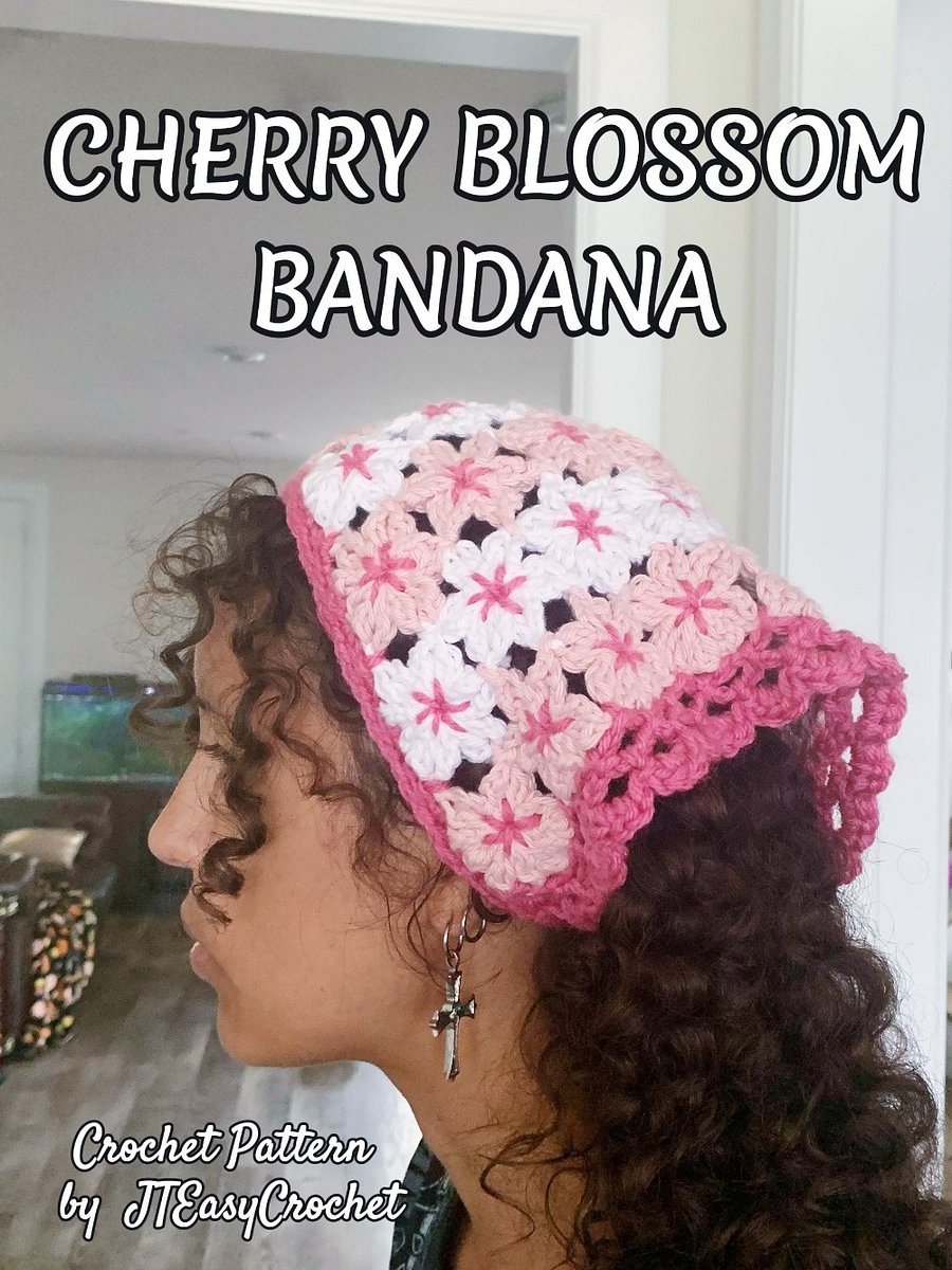Cherry Blossom Flowers Bandana Crochet Pattern product image (4)