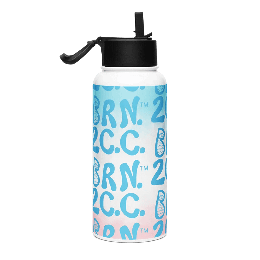 BRN.2C.C.™ | Blue Logo Repeat | Stainless Steel Water Bottle | Iconic Pink, White & Blue product image (4)