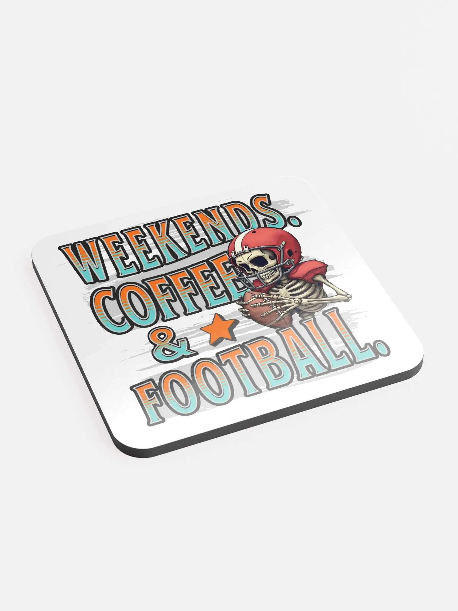 Weekends Coffee And Football Skeleton Warrior Cork Coaster product image (3)