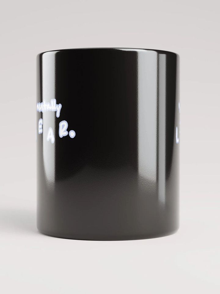 *not* mentally linear (lined design, #BDCAEF) glossy black mug product image (3)