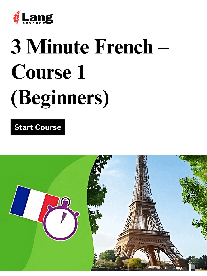 3 Minute French - Course 1 | Language lessons for beginners product image (1)