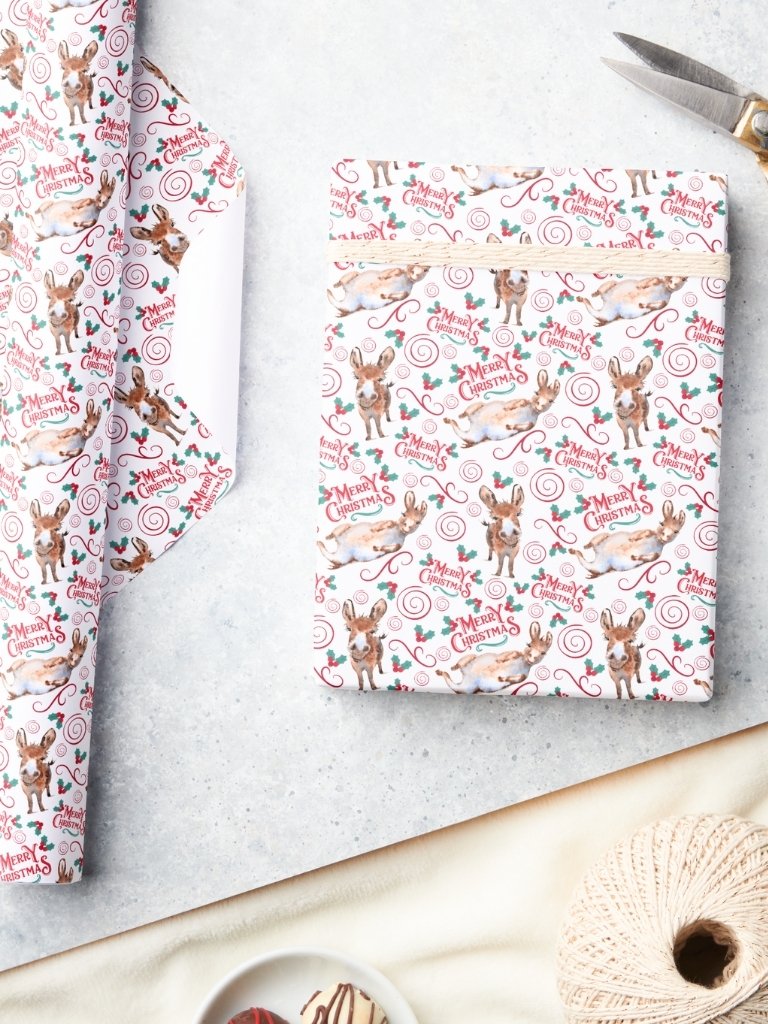 Donkey Merry Christmas Gift Wrapping Paper product image (3)