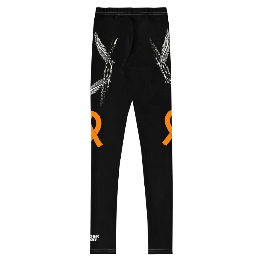White HApex Gear White Logo Cancer Awareness Orange Ribbon. Black Youth Leggings product image (4)
