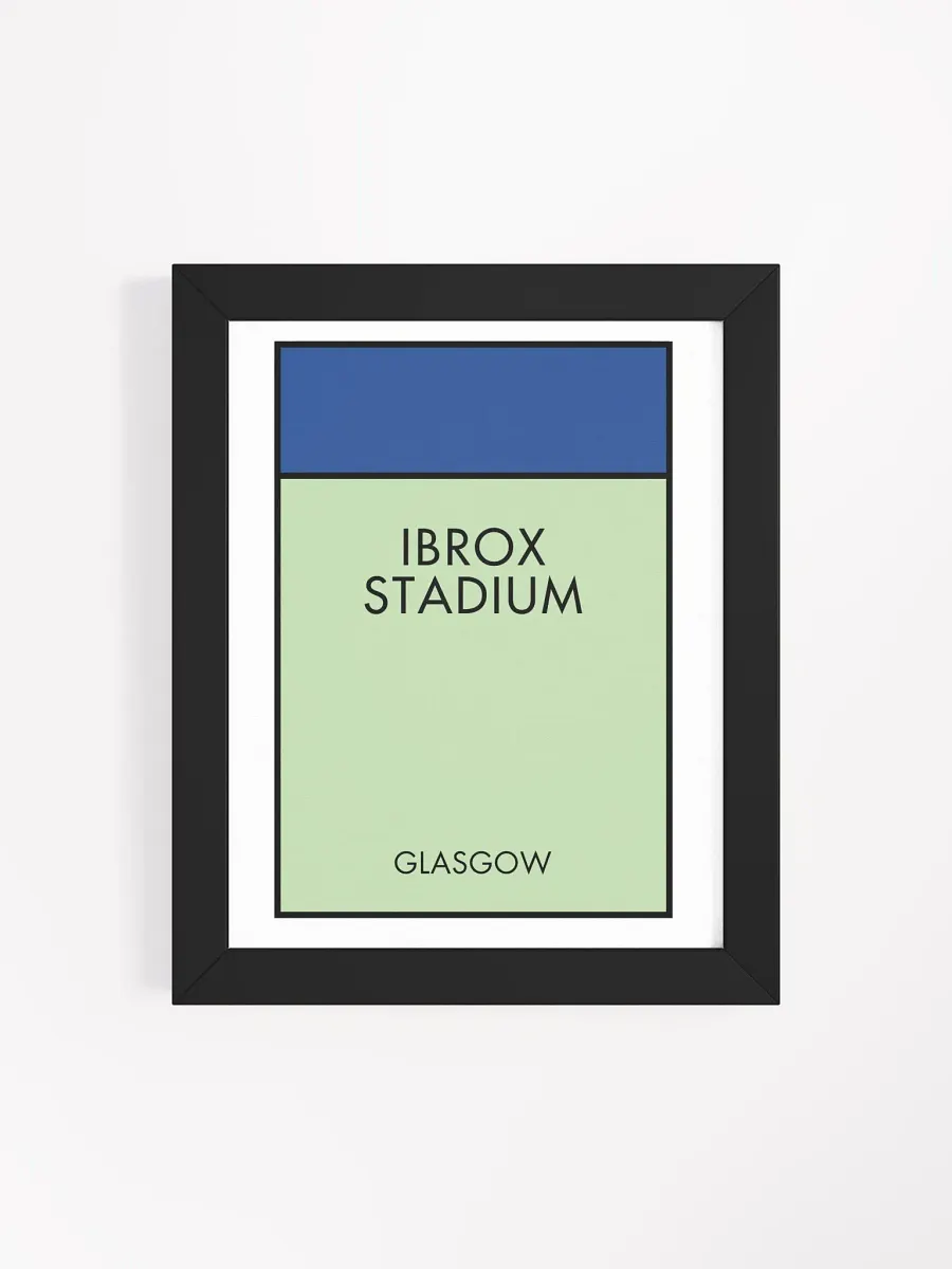 Ibrox Stadium Glasgow Monopoly Title Art Framed Print product image (2)
