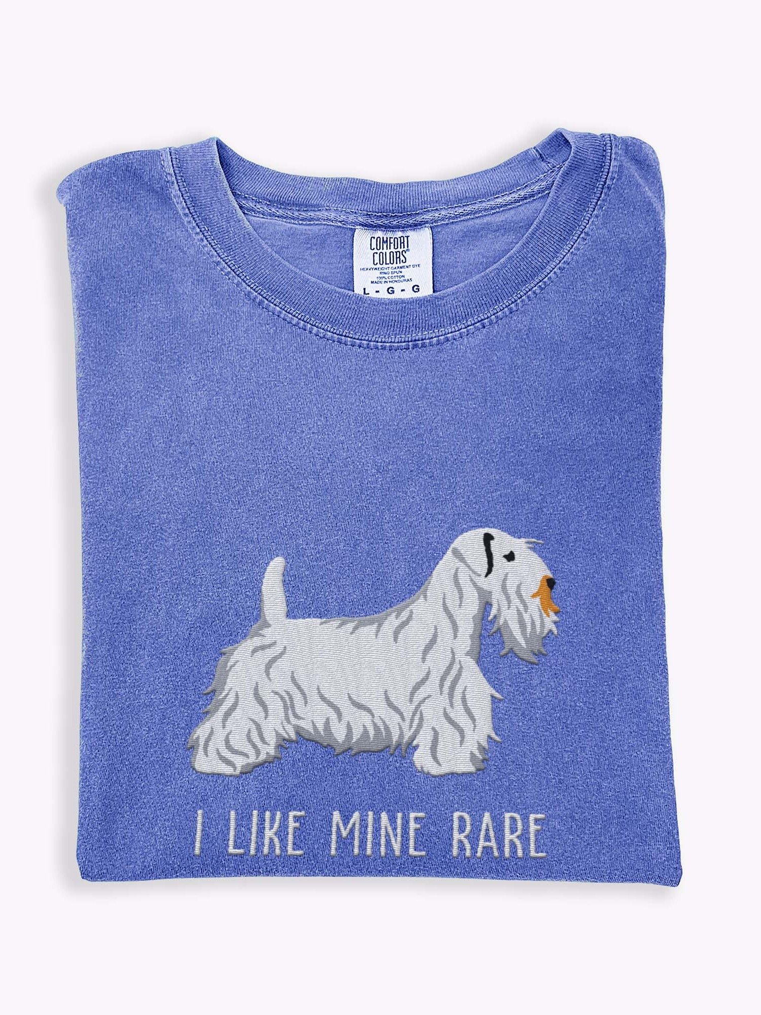 I Like Mine Rare T-Shirt(Embroidered) of a Sealyham Terrier(White) product image (1)