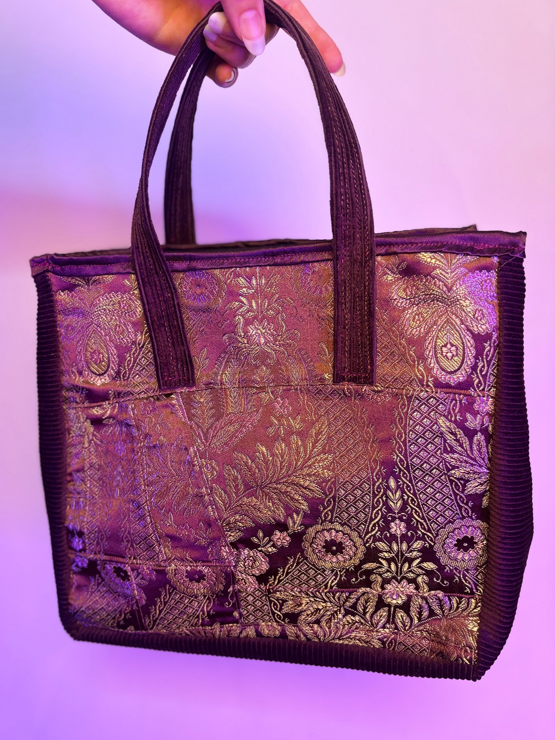 Medium Franken Purse (Floral Coper Gold and Purple) product image (3)