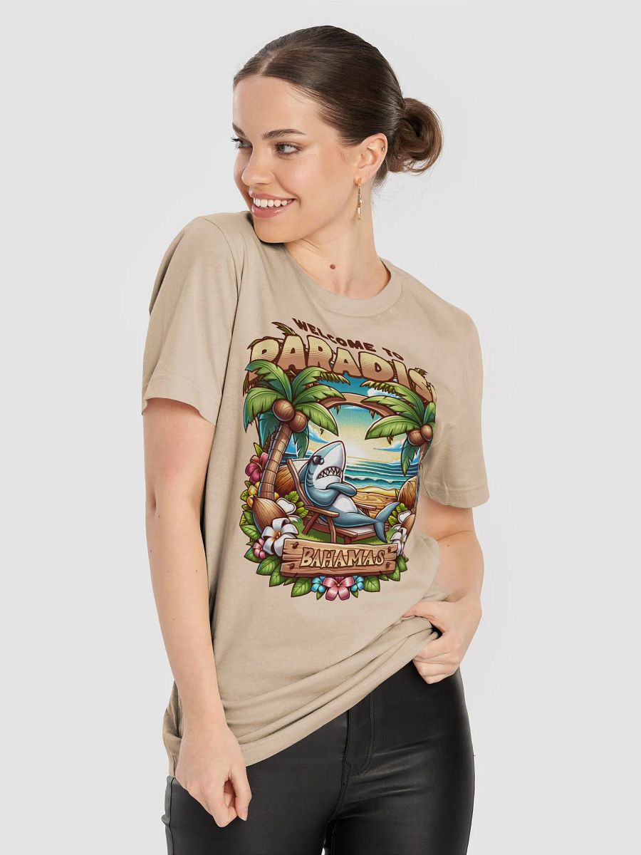 Welcome to Paradise Bahamas Beach T-Shirt | Tropical Shark Design product image (4)
